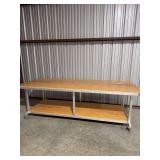 Large Aluminum Framed Rolling Table w/ Matching Bottom Shelf