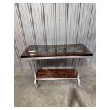 Hard Wood Metal Inlay Rolling Table w/ Texas A&M Logo