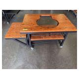 EXTRA LARGE Hard Wood Series Big Green Egg Aluminum Rolling Carriage Table w/ Wood Accents