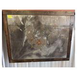 Distressed Metal Wall Art w/ Dark Wooden Border