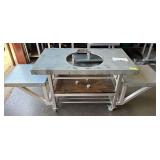 Aluminum Large Distressed Top w/ Wood Accents & Removable Carrier Units