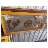 Distressed Metal Wall Art w/ Star Accent & Wooden Boarder