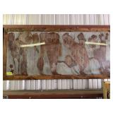 'Coffee Elephants' Distressed Metal Wall Art w/ Wooden Border