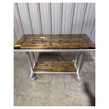 Hardwood Aluminum Rolling Table w/ Matching Bottom Shelf