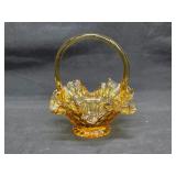 Vintage Fenton Ruffed Golden Amber 6' Glass Basket
