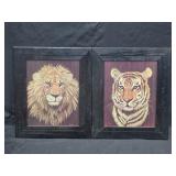 Marjorie Brice Set of Wood Frame Lion Wall Art