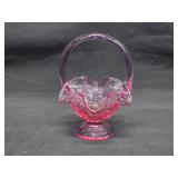Vintage Fenton Ruffed Strawberry 6' Glass Basket