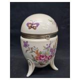 Vtg Lefton Leg Footed Porcelain Egg Trinket Box