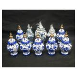 10pcs. Porcelain Chinoiseries Ginger Jar Ornaments