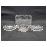 4pcs. Lot of Vintage Glassware - Coasters & Jars