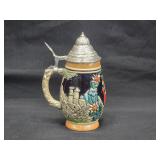 Vintage 8' West German Beer Stein w/ Pewter Lid