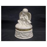 Vintage Style Porcelain Cherub Angel Trinket Box