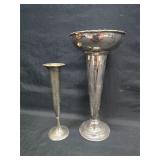 Pair of Vintage Silver Plated Trumpet Vases