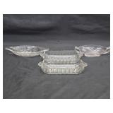 4pcs. Vintage Glass Relish & Butter Dish Lot
