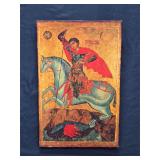 St. George Slaying the Dragon Wood Decor Wall Art