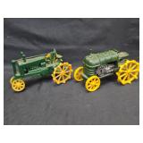 Vintage Heavy Cast Iron John Deere Toy Tractors