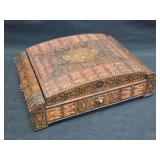 Vtg Signed Turkish Folk Art Wood Jewelry Box