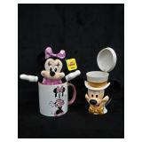 Vtg Disney On Ice Mickey & Minnie Mugs w/ Plush