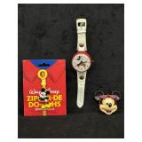 Moving Mickey Watch Zipper Pulls & Magnet Set