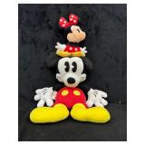 Jumbo Pie-eye Flat Mickey & Small Minnie Plush Duo