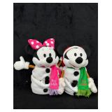 Disney Mickey & Minnie Plush Posable Snowman Pair