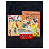 VTG Mickey Mouse Club Coloring Book & Crayons Lot