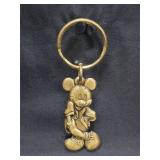 Vtg Disney Mickey Mouse Brass Finished Keychain