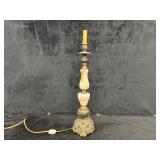 Vintage Italian Marble & Brass Candlestick Lamp
