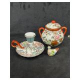 Asian-Style Porcelain Decor & Bird Figurine