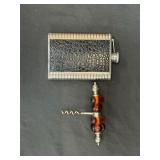 Faux-Gator Flask & Beaded Corkscrew Set