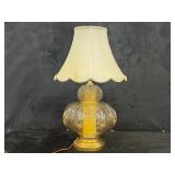 Vintage Amber Glass Floral Parlor Lamp