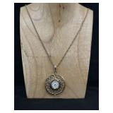Caravelle Gold-Tone Filigree Pendant Watch