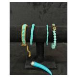 Turquoise-Style Bracelets & Horn Pendant