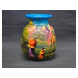 Vintage 6' Peruvian Hand Painted Ceramic Vase
