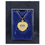 Gold-Tone Heart Digital Pendant Watch