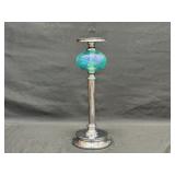 Blue Crackle Glass Candlestick Holder