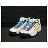 Fila White, Purple, and Yellow Sneakers (Size 9.5)
