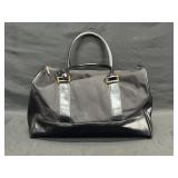 Estï¿½e Lauder Black Canvas & Faux Leather Duffle