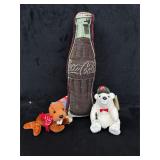 Vtg Coca Cola Pillow & 2 Bean Bag Plush w/ Tags
