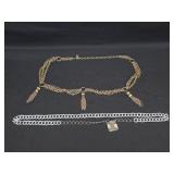 Vintage Deco Textured & Tassel Link Chain Belts