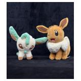2-Piece Winking Eevee & Leafeon Plush Lot