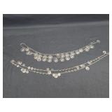 Pair of Silver Tone Hanging Coin Charm Body Belts