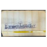 5pc Original 'River Mall' Architectural Sketches