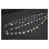 Vtg Silver Gold Tone Hanging Coin Body Chain Belts