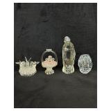 4-Piece Clear Glass Figurine Lot