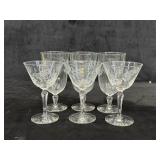 Set of 6 Etched Floral Glass Stemware