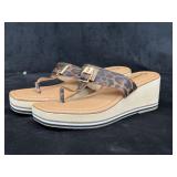 Women's Leopard Print Wedge Sandals (Size 10)