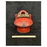 Red Wooden Wedding Basket with Silk Envelopes