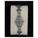 Marcasite Filigree Hinged Locket Watch