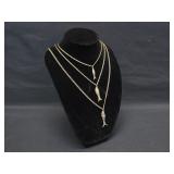 Vtg Signed Goldette NY Three Layered Fish Necklace